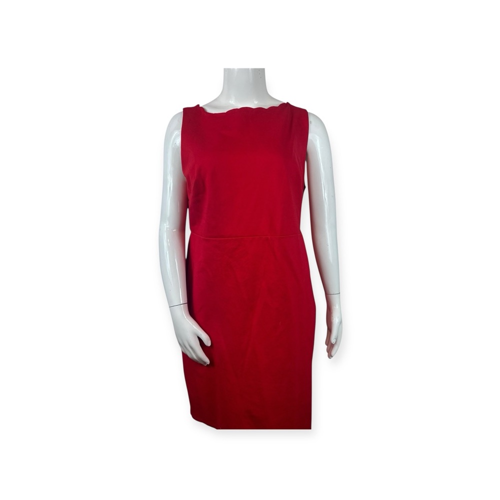 🔥 Host Pick 🔥LOFT sleeveless red dress with scalloped neckline size 18